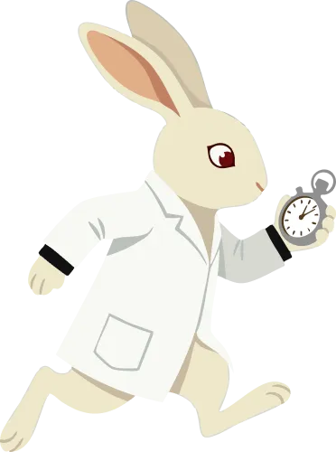 A rabbit running with a pocket watch, late, somewhere it shouldn't be.
